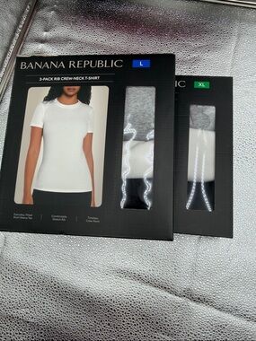 Banana Republic Women's Ribbed Crewneck T-Shirt, 3-pack